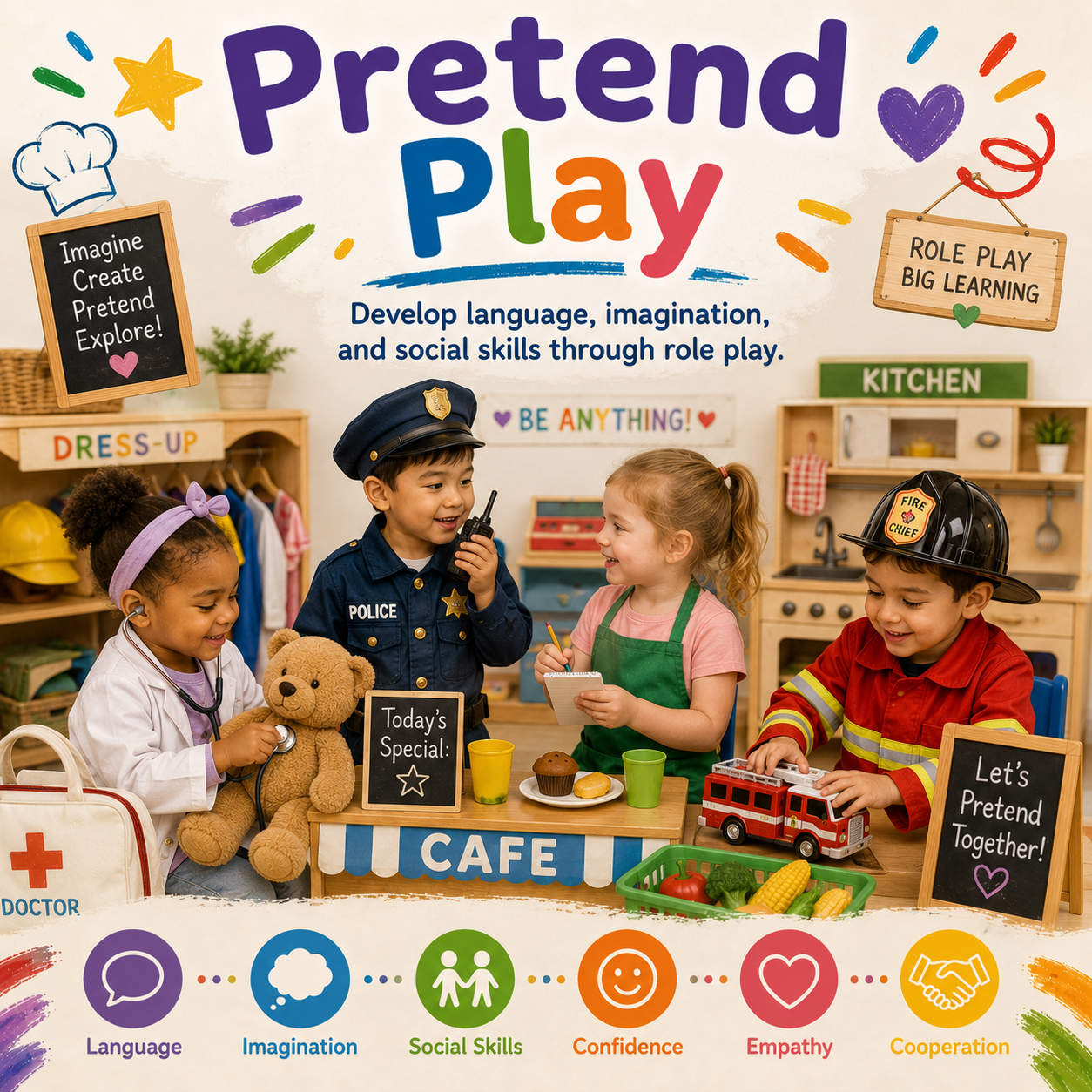 Children engaged in dramatic play